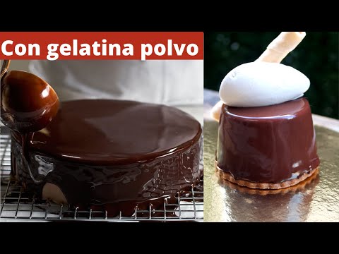 Glaseado espejo de chocolate con gelatina en polvo 🍫. LaDulcepedia