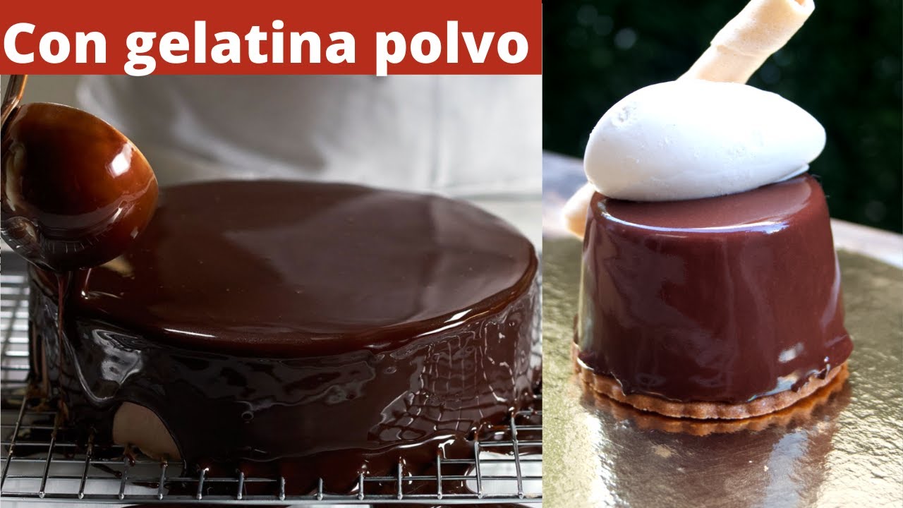 Glaseado espejo de chocolate con gelatina en polvo 🍫. LaDulcepedia