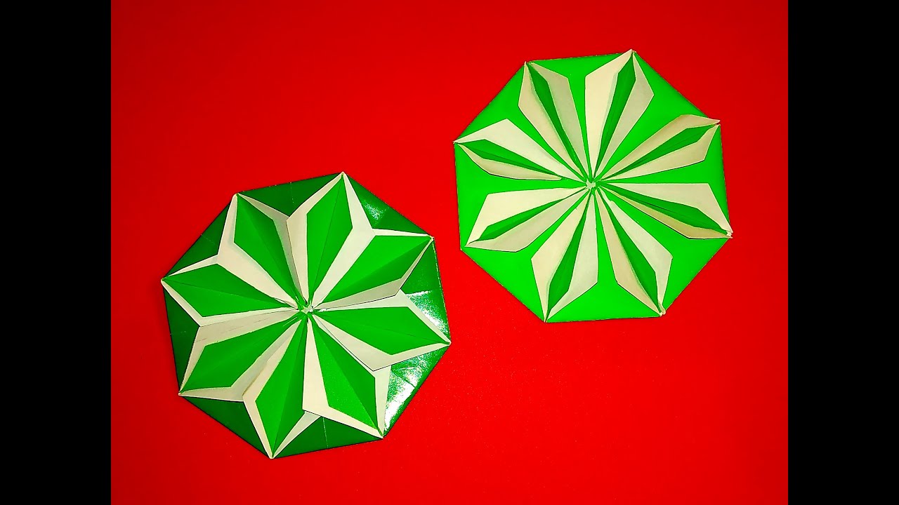 Origami flower! DIY paper coaster. Hexagonal coaster origami! Christmas