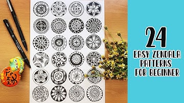 24 Easy Zendala Patterns for Beginners || 24 Easy zentangle Patterns