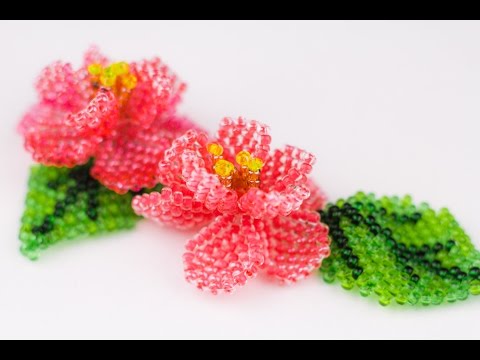 Цветок из бисера кирпичным плетением