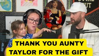 Kylie Kelce thanking Taylor Swift and Travis Kelce for Wyatt 6th birthday gift on podcast.
