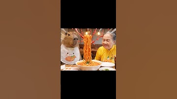 Capybara và Bà Tám ăn mì cay Hàn Quốc #Capybara and Mrs. Gossip eat spicy Korean noodles.