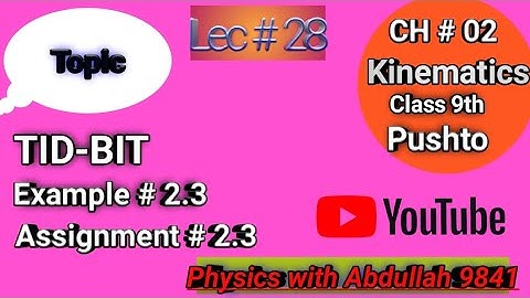 Example  2.3 | Assignment  2.3 | Kinematics |