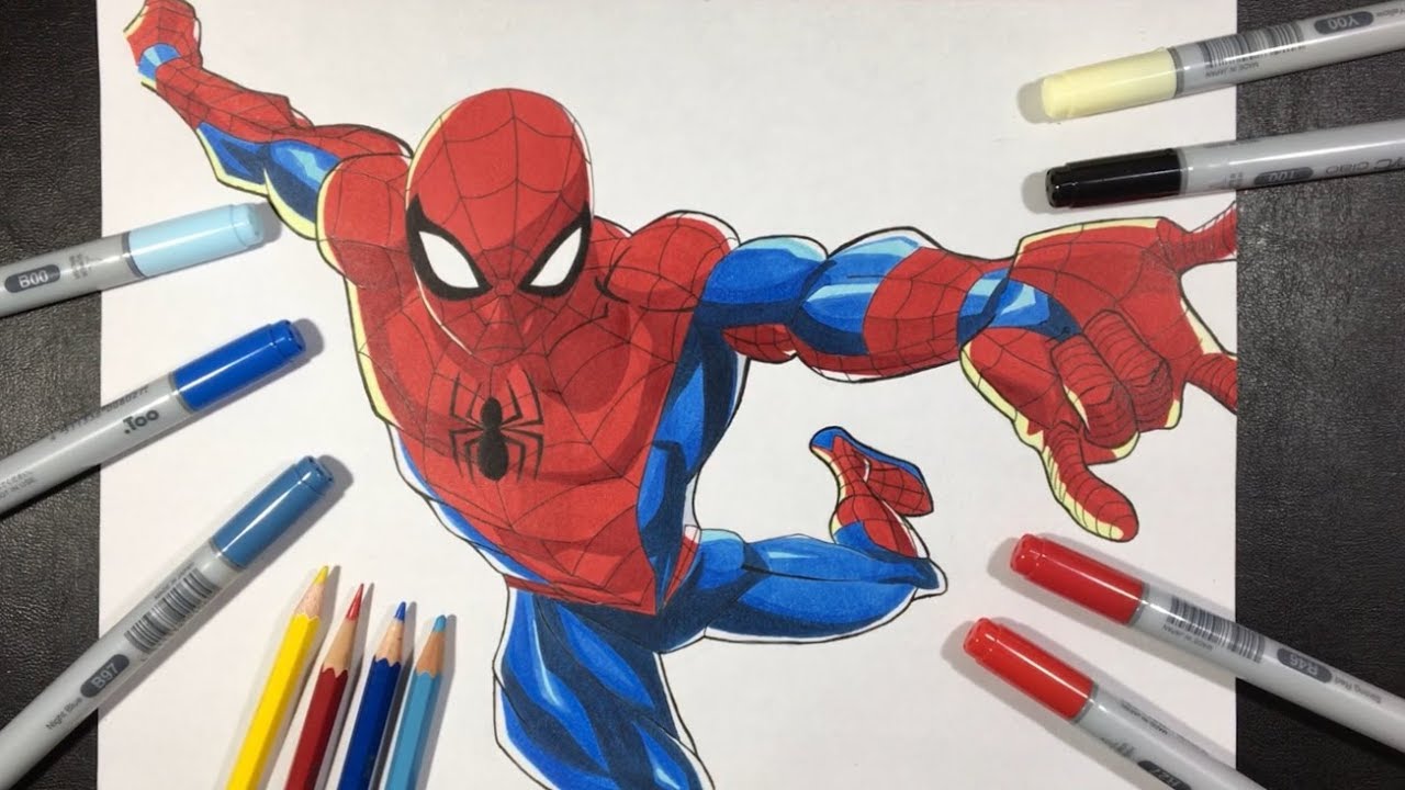 スパイダーマン描いてみた 中3 コピック Youtube