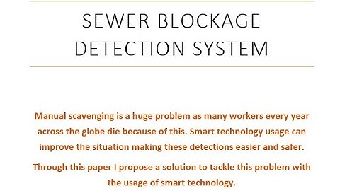 Sewage blockage detection system | SBDS
