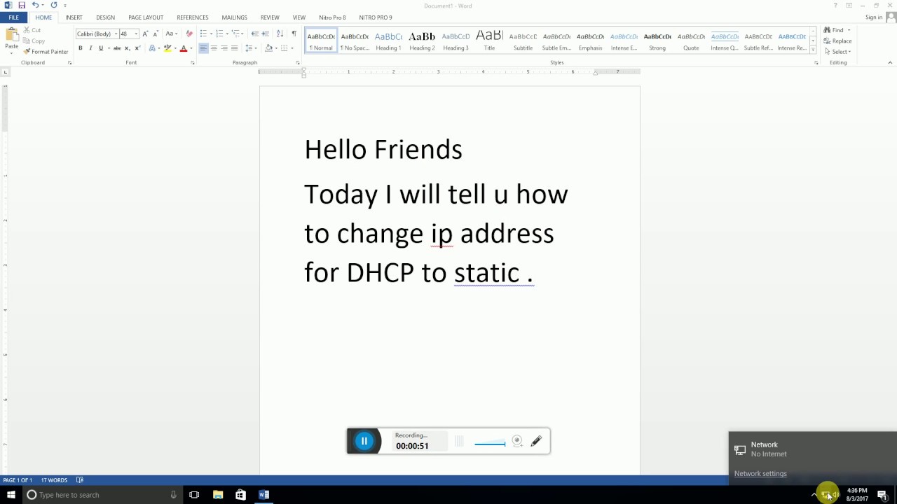 HOW TO change IP Address form DHCP to static in Windows 10. - YouTube