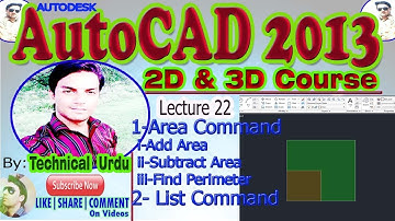 AutoCAD(2013) Complete Course Lecture 22 || Area, List, Add Area , Perimeter Commands
