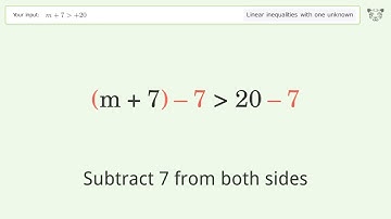 Solving Linear Inequalities: m+7 is Greater Than +20