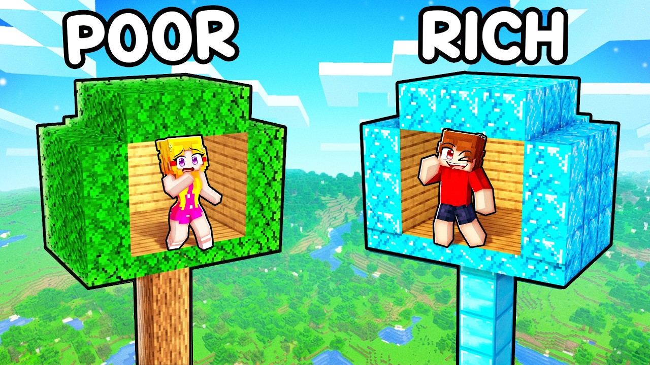 POOR vs RICH: Treehouse Battle in Minecraft...
