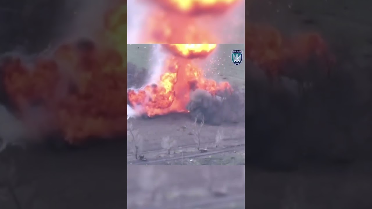 FPV drone hits tanks triggering MASSIVE explosion
