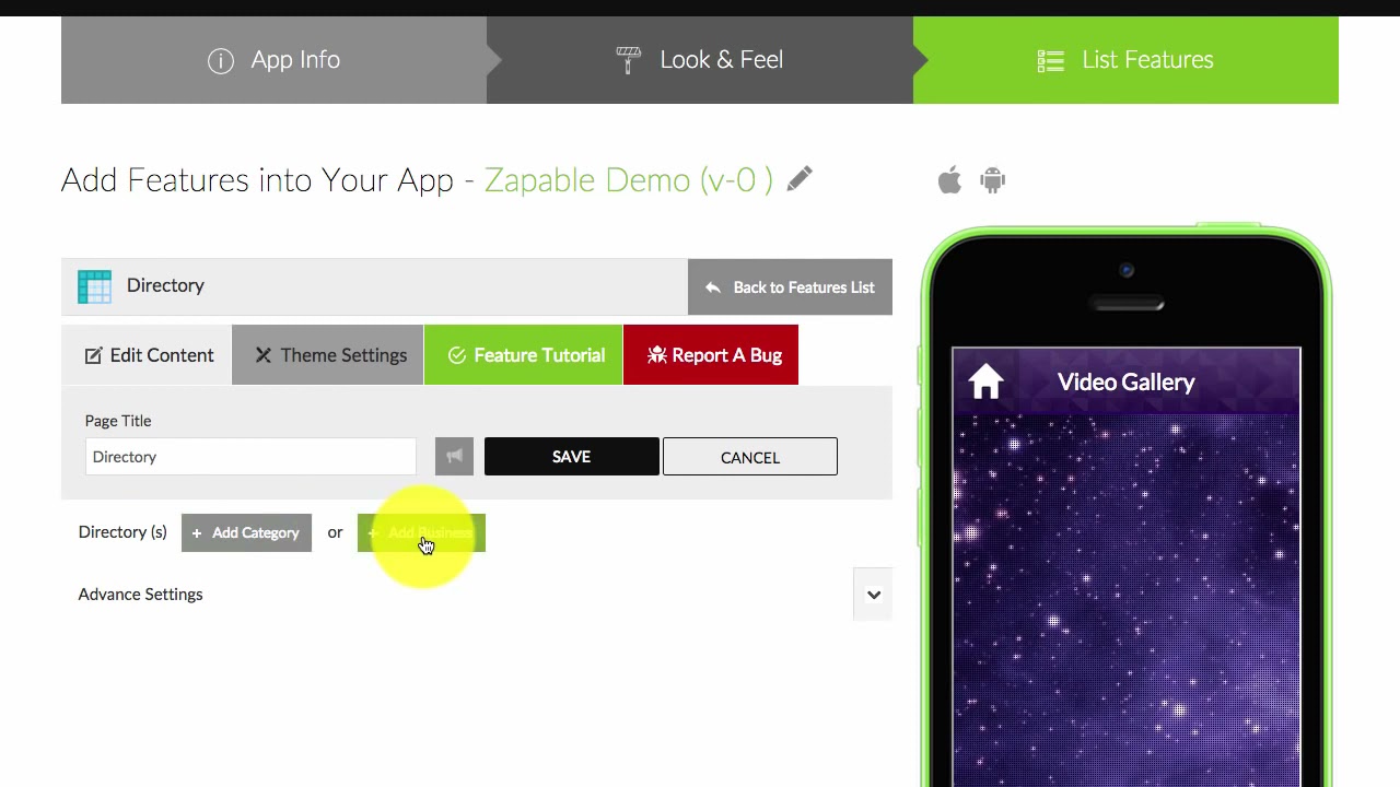 Zapable Directory Feature