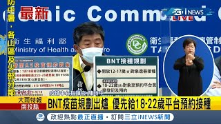 BNT疫苗將抵台優先給18-22歲平台預約接種 第七輪AZ疫苗加開23歲以上9/3開放預約登記｜記者 陳宥蓉｜【台灣要聞。先知道】20210831｜三立iNEWS