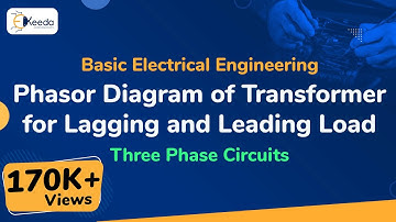 Fasordiagram van transformator voor achterblijvende en voorlopende belasting - driefasencircuits