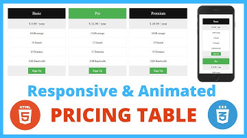 Create responsive pricing table using HTML & CSS l Animated price table design