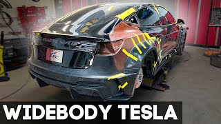 REBUILDING A CRASHED TESLA MODEL 3 & INSTALLING WIDEBODY KIT. (PART 1) by LNC COLLISION 29,870 views 3 months ago 11 minutes, 16 seconds