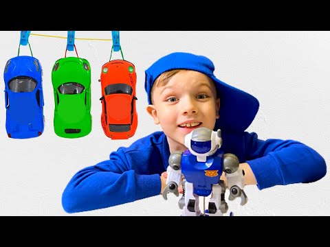 Андрей играет с игрушками для детей - play Toy Cars and have fun