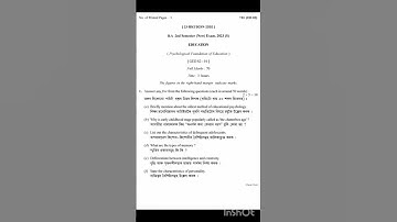 Kkhsou,Ba 2nd semester, Education question paper 2023, #viralshorts #questionpaper #piano