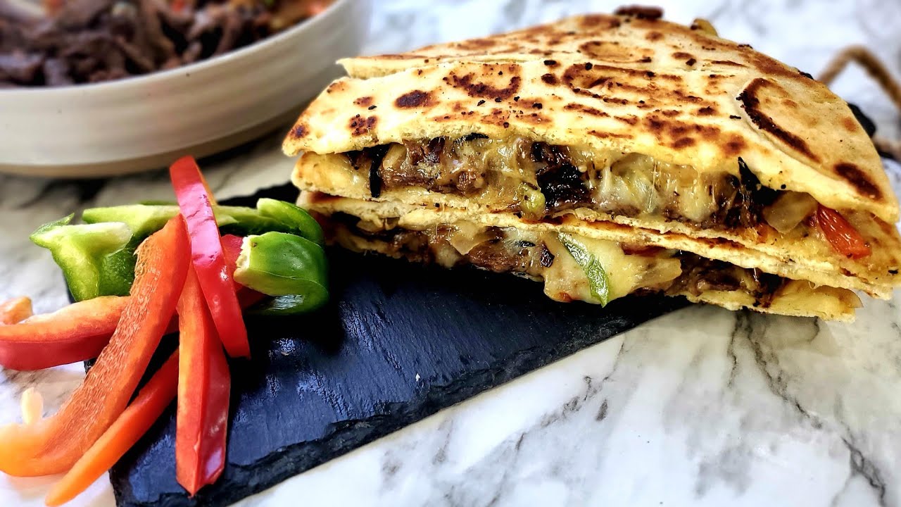 Tasty Philly Cheesesteak Sandwich Naan Bread Steak Sandwich Easy