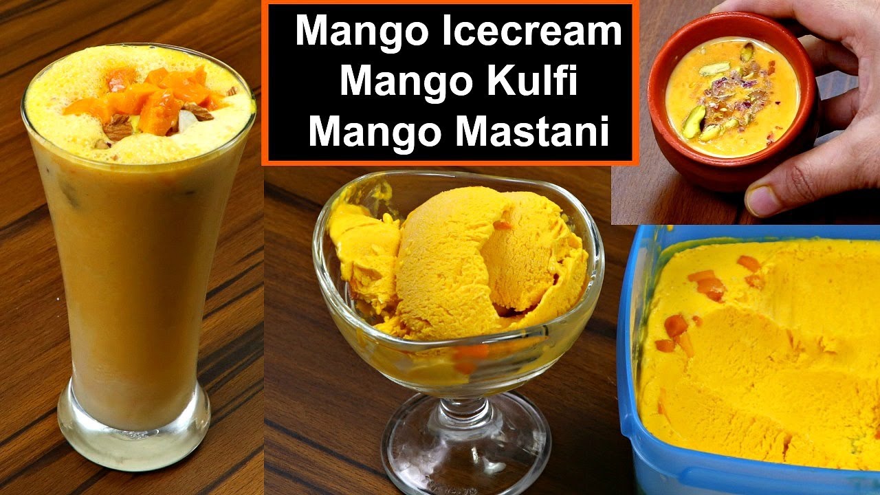 मैंगो कुल्फी मैंगो आइसक्रीम और मैंगो मस्तानी | 3 Mango recipes | Mango Icecream | KabitasKitchen | Kabita Singh | Kabita