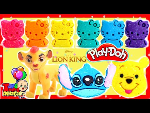 LEARN COLORS Hello Kitty Dough with Color Play Doh LION KING Simba WINNIE the Pooh Stitch SURPRISES