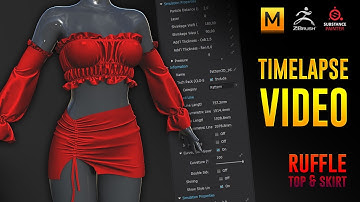 Creating ruffle top & skirt with Marvelous designer / Clo3d / Zbrush / Substance painter