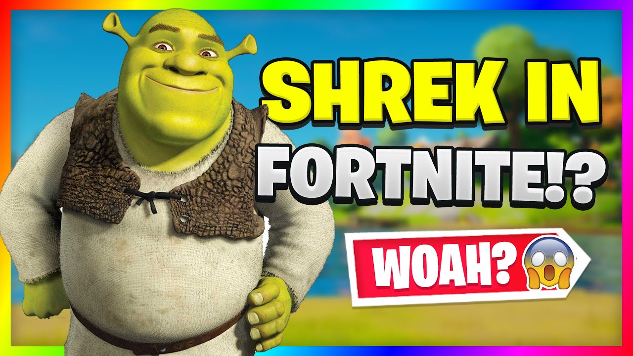 Funny meme of shrek in fortnite