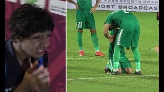 بكاء و حزن لاعبي المنتخب العراقي بعد الخروج من كاس الخليج 24 امام البحرين.