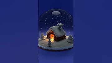 A (kinda glitchy) lil snow globe #blender #animation thanks to @polygonrunway for the tutorial