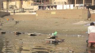 Clothes Being Washed On Banks Of Ganga River Swachh Bharat In Action?