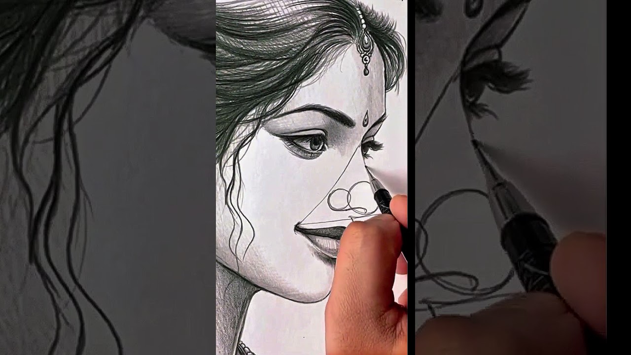 How to draw nose with pencil ✏️