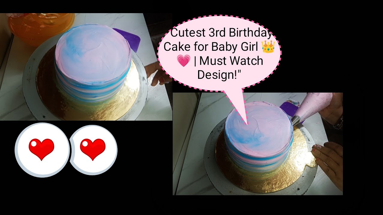 😍✨Beautiful cake design for 3 year baby girl/Birthday cake design/cake decoration 