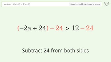 Solving Linear Inequalities: 4(a+6) is Greater Than 6(a+2)