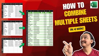 📈How to combine multiple sheets in Excel in 4 MIN!