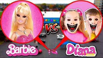 Drone Catches KIDS DIANA SHOW AND BARBIE AT HAUNTED MOVIE THEATRE!! *DIANA AND BARBIE IN REAL LIFE*