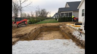 LIVE! Fiberglass Pool Installation base preperation in Jeffersonville Indiana