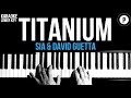 David Guetta Ft. Sia - Titanium Karaoke SLOWER Acoustic Piano Instrumental Cover Lyrics LOWER KEY