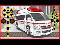 【救急車 踏切 アニメ 】★事故だ!! 救急車出動 働く車 ★ ambulance / Railroad crossing and train animation for Kids