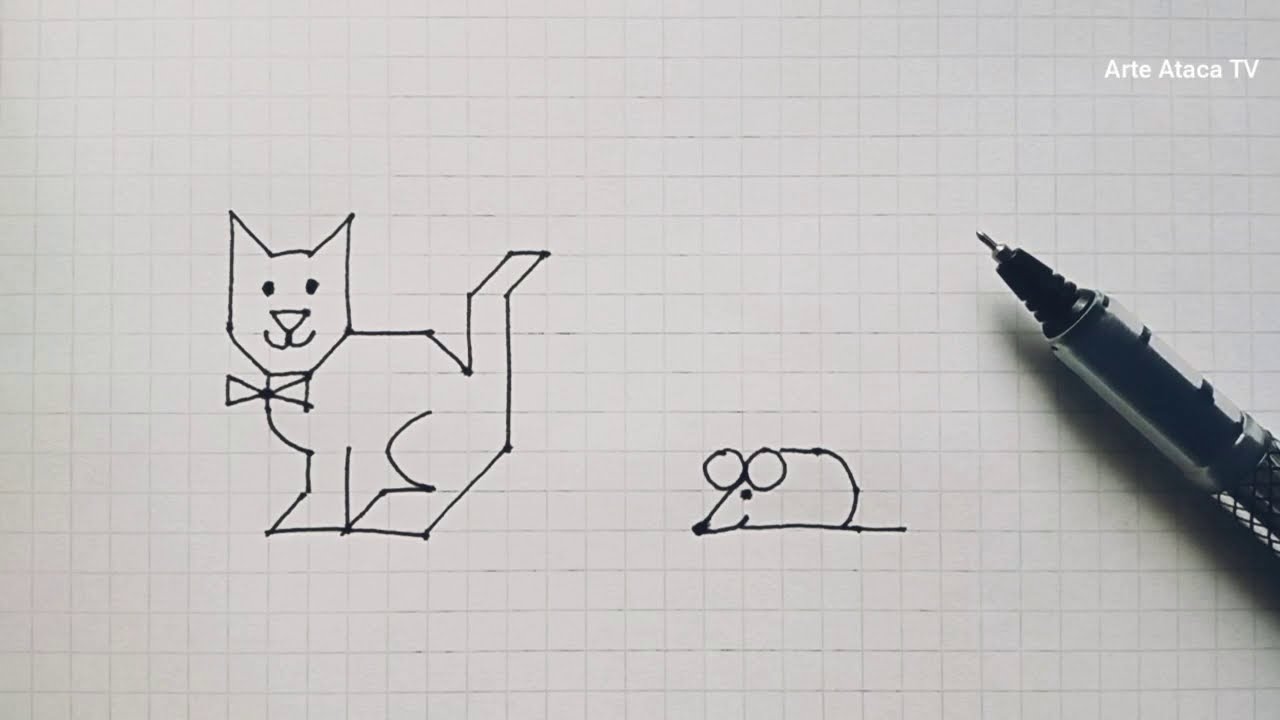 Como desenhar gato e ratos fácil instrução passo a passo