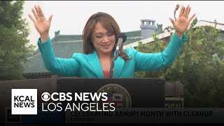 Kcal News Anchor Suzie Suh Emcees Community Cleanup For Aanhpi Month