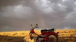 Honda Trail CT90 and a rainbow in Fernley, Nevada