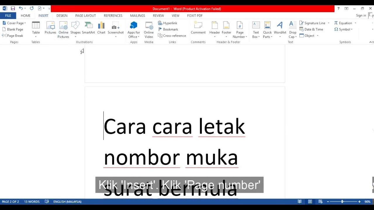 Cara Letak Nombor Muka Surat Di Microsoft Word