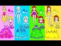 Paper Dolls Dress Up - Costumes Pink Blue Green Yellow Handmade Papercraft - Playing With Dolls