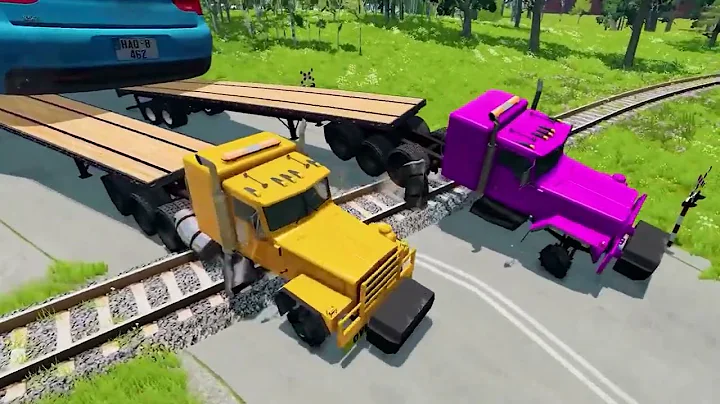 Big & Small Car vs Slide Colors with Portal Trap - Cars vs Deep Water vs Train - BeamNG.Drive