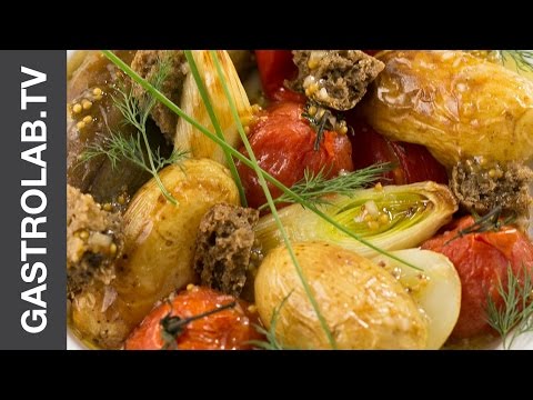 Salad with Roasted Vegetables, Rye Bread and Truffle Dressing || Thanksgiving Menu || Gastro Lab