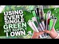 GOING GREEN?! | Drawing Something Using Every GREEN PENCIL, MARKER, WATERCOLOR, ETC I Own.