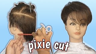 STEP BY STEP LAYERED PIXIE  HAIRCUT TUTORIAL #haircut