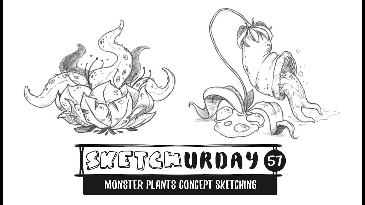 Sketchurday #57 MONSTER PLANTS concept sketching in Krita