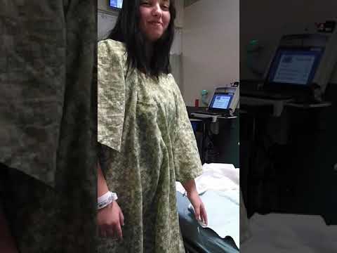 daughter doing pee dance in the hospital