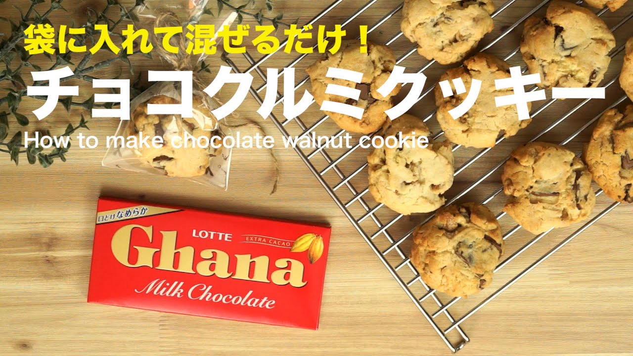 袋に入れて混ぜるだけ チョコクルミクッキーの作り方 How To Make Chocolate Walnut Cookie Youtube